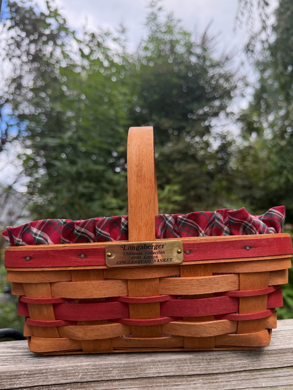 Longaberger Christmas Collection 1990 Edition Lined Basket Gingerbread Signed